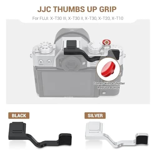 JJC Metal Thumb Grip & Shutter Button for Fuji X-T30 III II XT30 XT20,Black | Ergonomic Camera Accessory thumbnail 2
