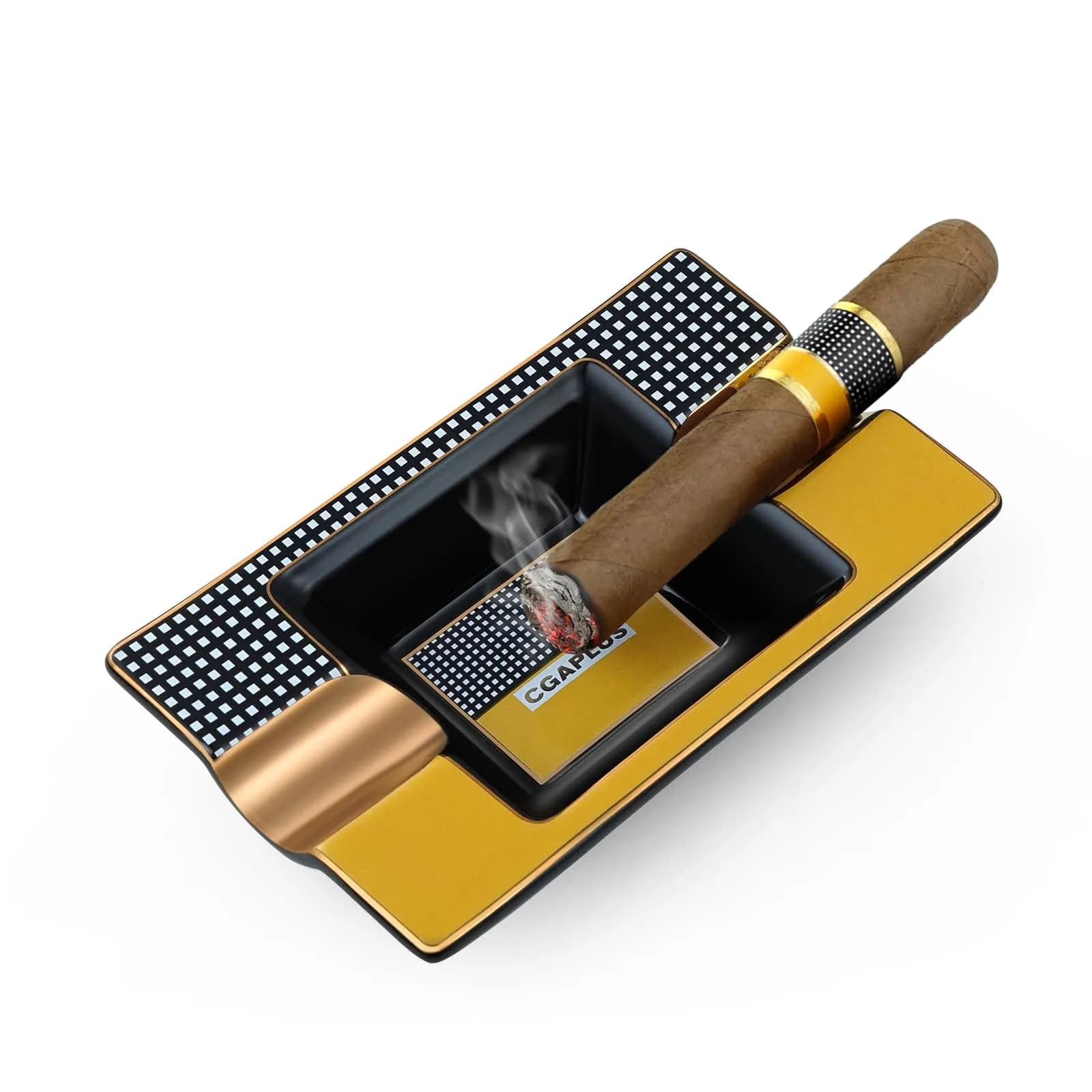 GUEVARA Cigar Ashtray Large Metal | Elegant Outdoor & Indoor Design for Men & Women — Black
