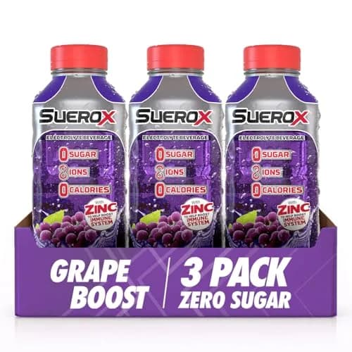 SueroX Sugar Free Electrolyte Drink, Grape Boost | Zero Sugar, Hydration & Recovery (21.3 Fl Oz, 3 Pack) thumbnail 1