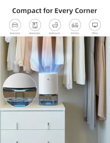 avylo 25oz Dehumidifier for Bedroom with Auto Shut Off, Ultra Quiet, White | Energy Saving, Compact & Safe thumbnail 8