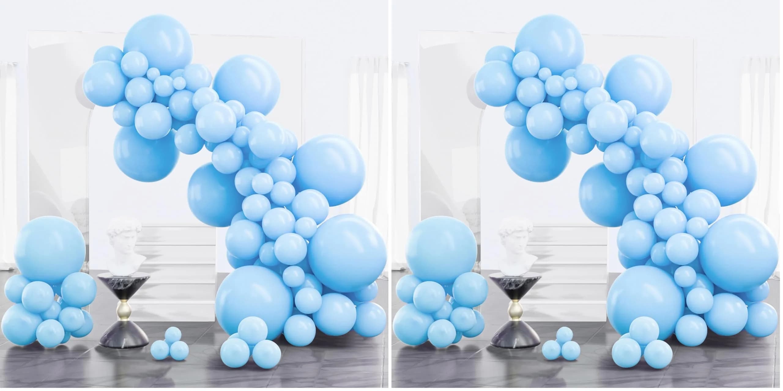 PartyWoo Light Blue Balloons 100pcs Assorted Sizes (18, 12, 10, 5 Inch) | Pastel Sky Aqua Blue Balloon Arch Kit Garland for Birthday, Baby Shower, Graduation Party Decorations - main product image