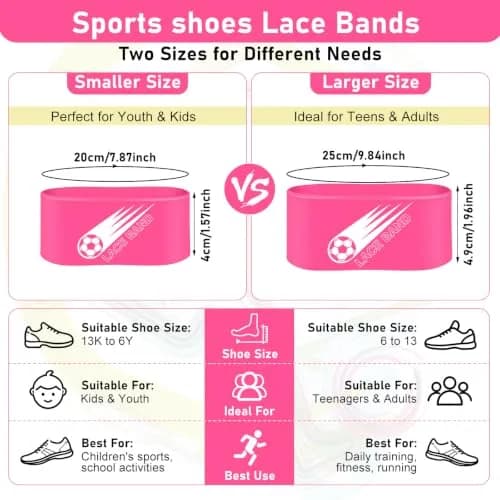 Patelai Pink 2 Pcs Soccer Lace Band Cleat Cover Youth Adult | Elastic Rubber for Secure Laces thumbnail 2