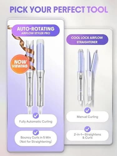 SHEGLAM One Touch Airflow Styler Pro 1.25 inch Automatic Rotating Curling Iron | 5 Temp Settings, Zero Burn Risk thumbnail 4