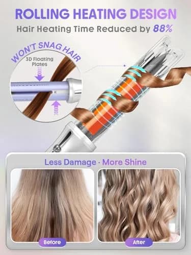 SHEGLAM One Touch Airflow Styler Pro 1.25 inch Automatic Rotating Curling Iron | 5 Temp Settings, Zero Burn Risk thumbnail 8