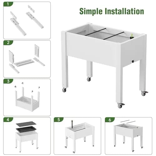 WTFGO Elevated Raised Garden Bed with Wheels, Planter Box, Ashen-26.3" h | Durable Resin, Easy to Move & Assemble thumbnail 7