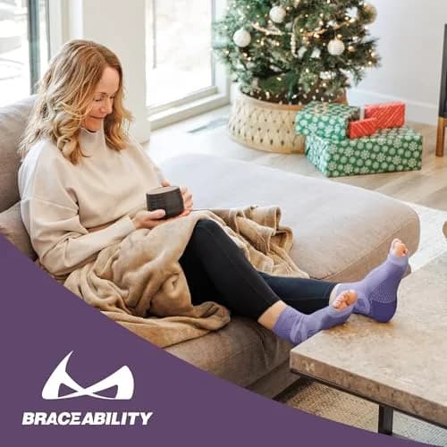 BraceAbility Neuropathy Socks (Pair) - Peripheral Neuritis Compression Diabetic Toeless Foot Sleeves for Nerve Damage Pain in Feet, Ankle Gout, Plantar Fasciitis Relief Brace for Men and Women (M - Teal) thumbnail 9
