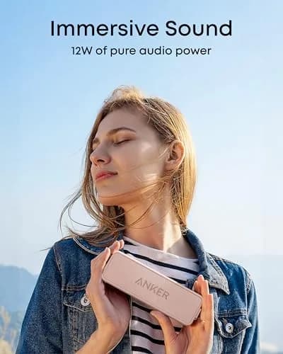 Anker Soundcore 2 Portable Bluetooth Speaker, Pink, 12W Stereo Sound | IPX7 Waterproof & 24-Hour Playtime thumbnail 3