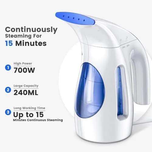 HiLIFE Garment Steamer 240ml | Portable Handheld 700W, Strong Penetrating Steam, Removes Wrinkles, for Home & Office (ONLY FOR 120V) thumbnail 3
