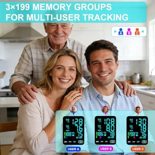 OWNQOBE Upper Arm Blood Pressure Monitor with 2 Cuffs & Large Color LED Display | Accurate Home Use thumbnail 4