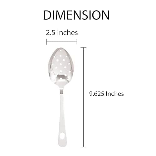HIC Kitchen Pierced Serving Spoon Japanese Stainless Steel 23 cm (9.625 x 2.5 x 0.125-Inches) Pack of 2 | Drains Liquids for Mess-Free Serving thumbnail 6