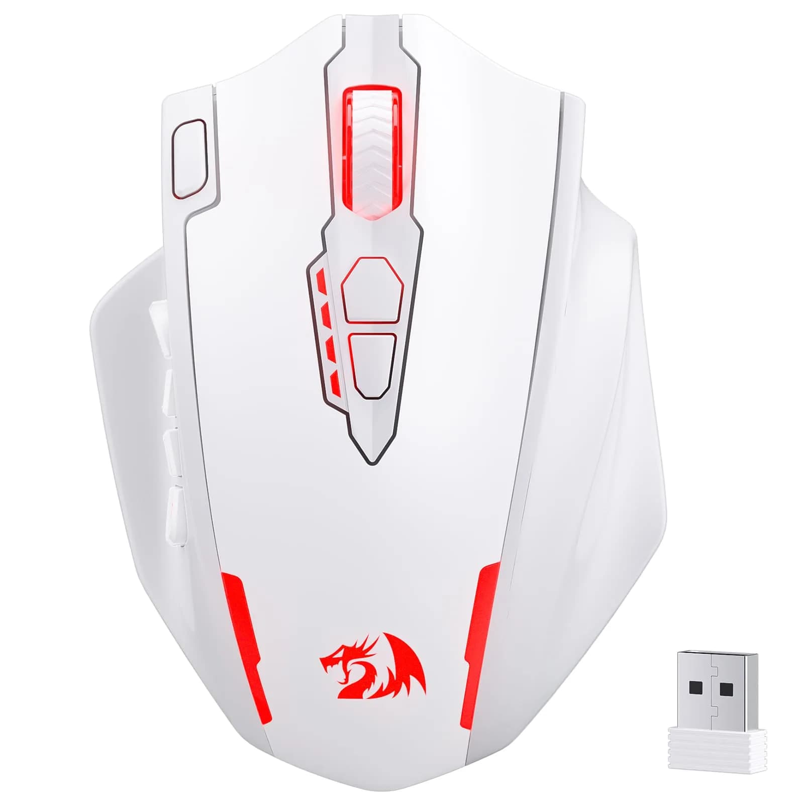 Redragon M913 MAX Wireless MMO Gaming Mouse 26000 DPI White | 18 Programmable Buttons, 1ms Response