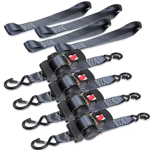 Ayaport Retractable Ratchet Straps 2in X 12.5ft (4-Pack) | Heavy Duty Tie Downs with Soft Loops thumbnail 1