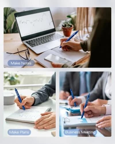 STAGEEK Gel Ink Rollerball Pens, 12 Pcs, Quick Dry, 0.7mm, Blue | Smooth Writing for Office & School thumbnail 7