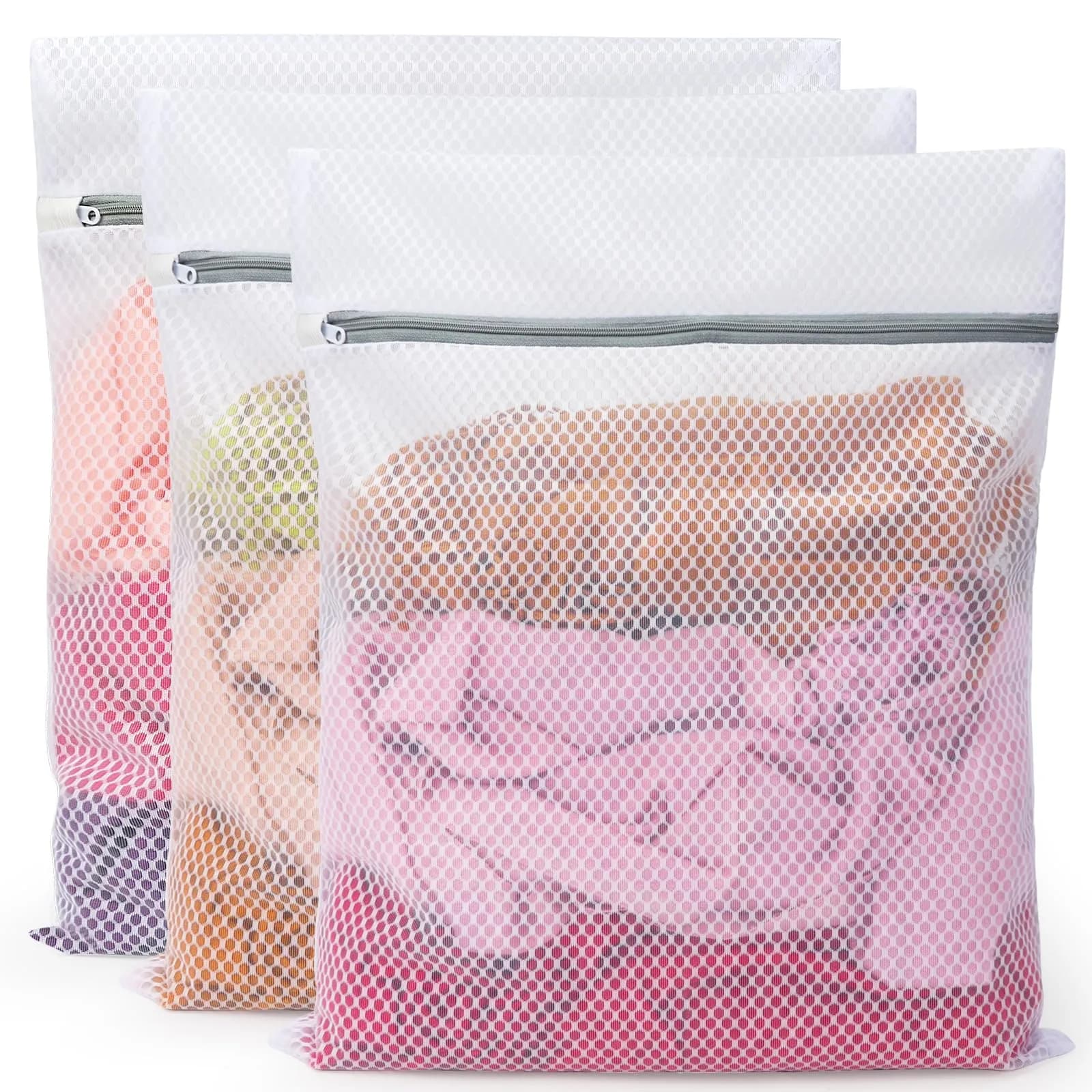 Vivifying Large Honeycomb Mesh Laundry Bags 3 Pack 52cm x 42cm | Protects Delicates in Wash & Dry Cycles