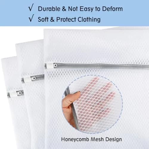 Vivifying Large Honeycomb Mesh Laundry Bags 3 Pack 52cm x 42cm | Protects Delicates in Wash & Dry Cycles thumbnail 4