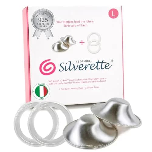 Silverette Silver Breast-Petal | Real Silverette Nursing Cups for Pain-Free Breastfeeding thumbnail 1