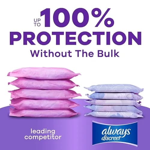 Always Discreet Adult Incontinence Pads for Women, Moderate Absorbency, Regular Length, Postpartum Pads, 28 Count | Up to 100% Leak Protection thumbnail 4