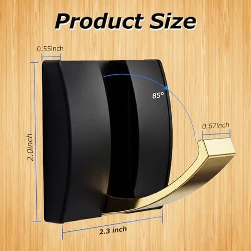 Queekay Storage Hook 4 Pcs Black Gold | Heavy Duty Aluminum Wall Hanging for Bathroom & Closet thumbnail 5