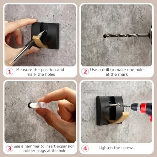 Queekay Storage Hook 4 Pcs Black Gold | Heavy Duty Aluminum Wall Hanging for Bathroom & Closet thumbnail 6