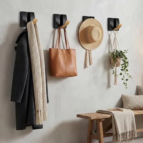 Queekay Storage Hook 4 Pcs Black Gold | Heavy Duty Aluminum Wall Hanging for Bathroom & Closet thumbnail 4