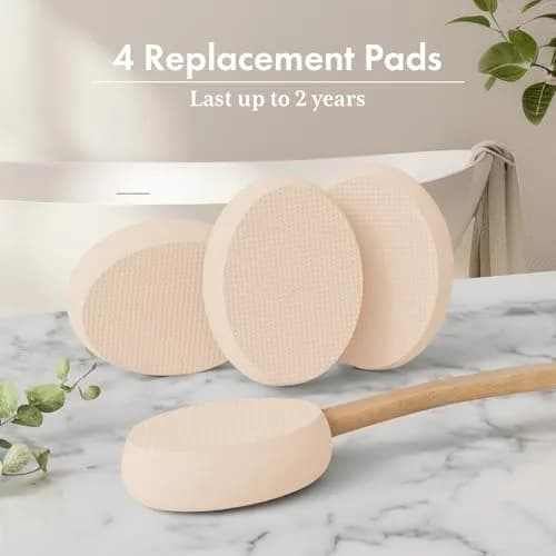 AmazerBath Lotion Applicator with 4 Replacement Pads & 17" Curved Handle | for Back & Feet thumbnail 6