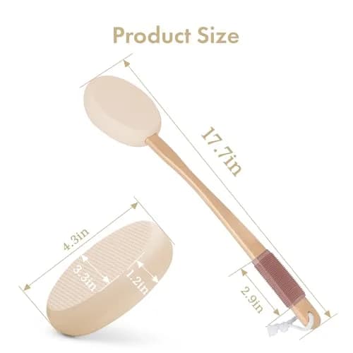 AmazerBath Lotion Applicator with 4 Replacement Pads & 17" Curved Handle | for Back & Feet thumbnail 2