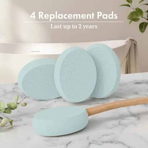 AmazerBath Lotion Applicator with 4 Replacement Pads & 17" Curved Handle | for Back, Feet, Sunscreen, Moisturizer thumbnail 6