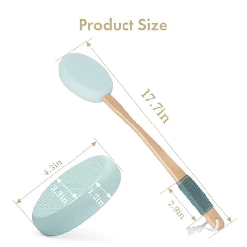 AmazerBath Lotion Applicator with 4 Replacement Pads & 17" Curved Handle | for Back, Feet, Sunscreen, Moisturizer thumbnail 2