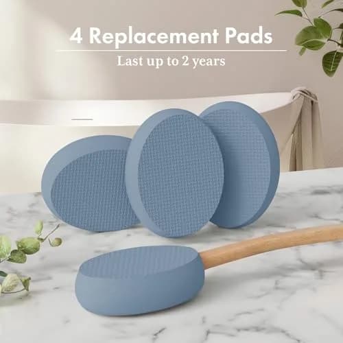 AmazerBath Lotion Applicator with 4 Replacement Pads | Curved Handle for Back, Feet, Sunscreen, Medicine thumbnail 6