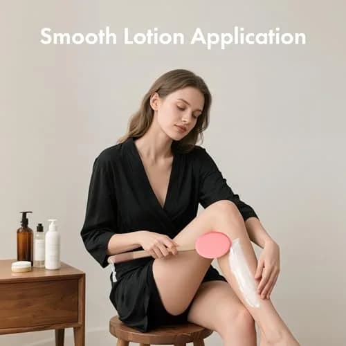 AmazerBath Lotion Applicator with 4 Replacement Pads & 17" Curved Handle | for Back & Feet (Apricot Red) thumbnail 7