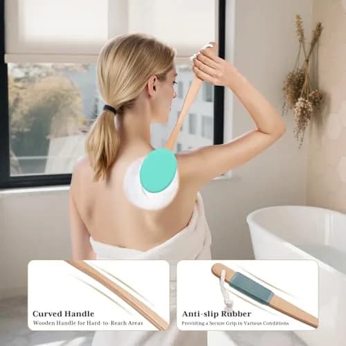 AmazerBath Lotion Applicator with 4 Replacement Pads & 17" Curved Handle | for Back, Feet, and Hard-to-Reach Areas thumbnail 5