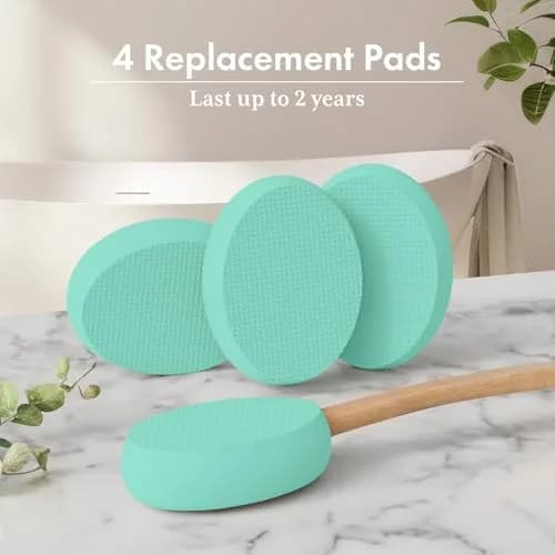 AmazerBath Lotion Applicator with 4 Replacement Pads & 17" Curved Handle | for Back, Feet, and Hard-to-Reach Areas thumbnail 6