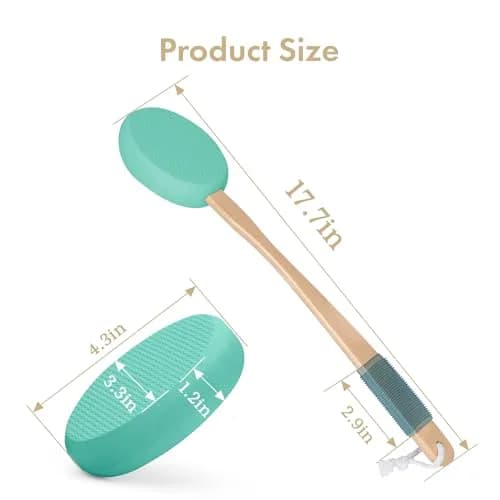 AmazerBath Lotion Applicator with 4 Replacement Pads & 17" Curved Handle | for Back, Feet, and Hard-to-Reach Areas thumbnail 2