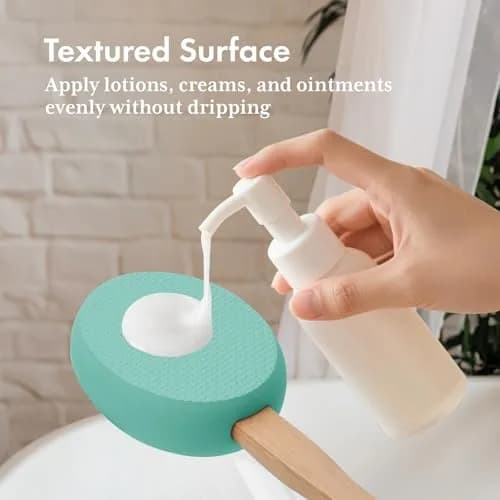 AmazerBath Lotion Applicator with 4 Replacement Pads & 17" Curved Handle | for Back, Feet, and Hard-to-Reach Areas thumbnail 3