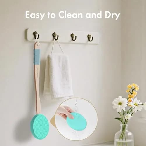 AmazerBath Lotion Applicator with 4 Replacement Pads & 17" Curved Handle | for Back, Feet, and Hard-to-Reach Areas thumbnail 4