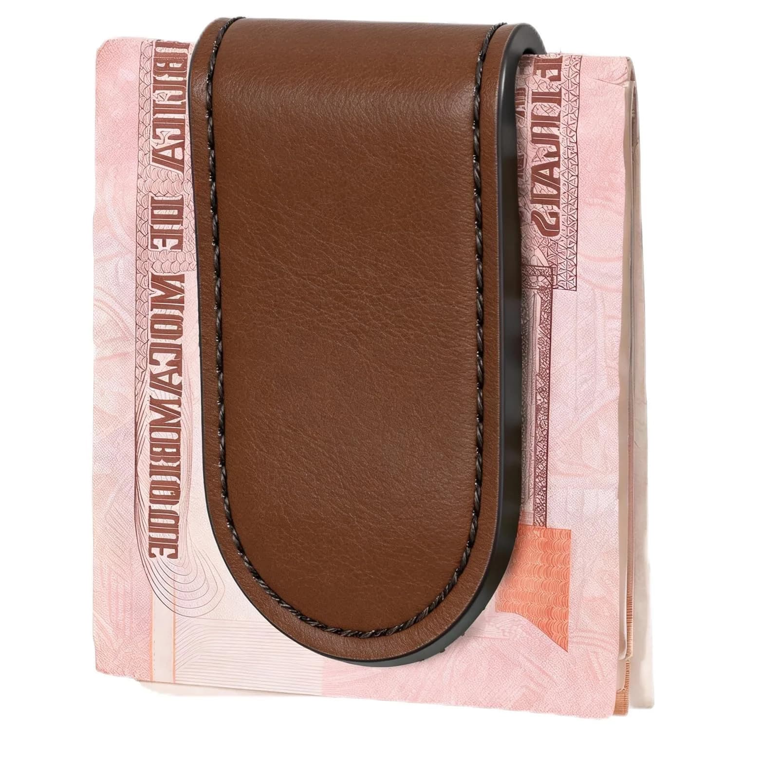 Hpmjz Slim Magnetic Money Clip Leather Business Card Holder for Men Black | Compact & Durable