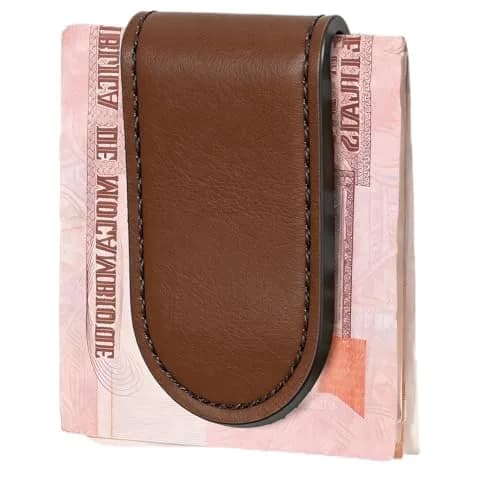 Hpmjz Slim Magnetic Money Clip Leather Business Card Holder for Men Black | Compact & Durable thumbnail 1