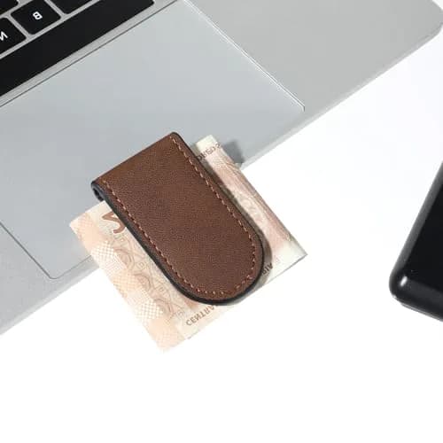 Hpmjz Slim Magnetic Money Clip Leather Business Card Holder for Men Black | Compact & Durable thumbnail 5