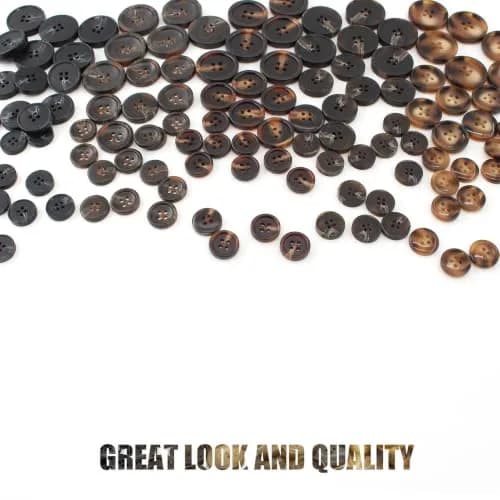 Renashed Faux Buffalo Horn Suit Coat Buttons 15mm, 20mm, 25mm (Dark Brown Series) | 120 Pcs thumbnail 6
