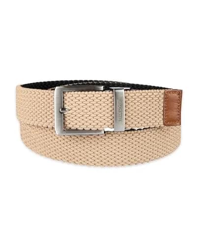 Tommy Hilfiger Men's Tan/Black Reversible Stretch Cord Fabric Belt, Large thumbnail 2