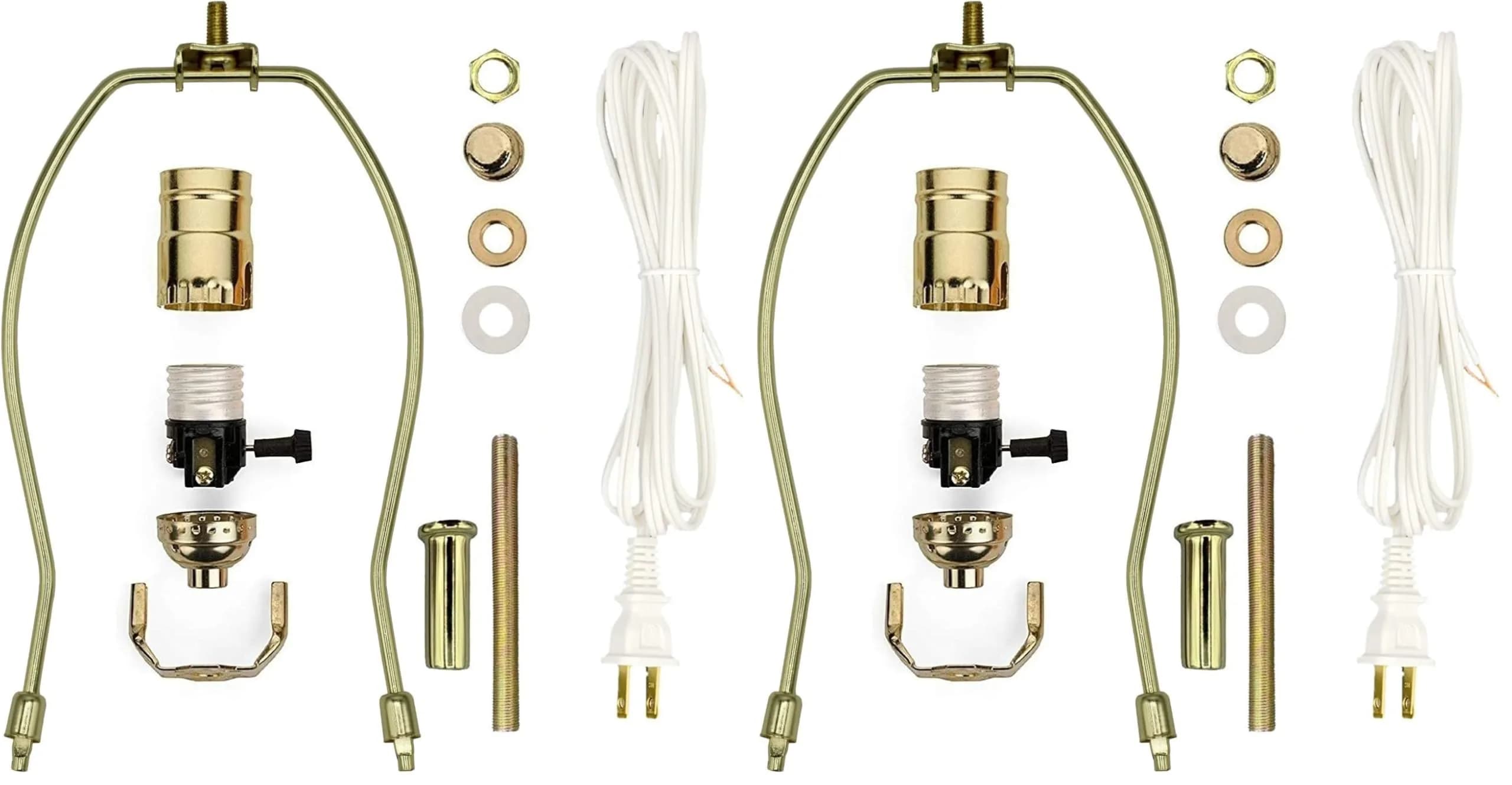 Creative Hobbies Make-A-Lamp Kit #ML3-12S Complete Lamp Parts Kit with Instructions | DIY Brass Finish Lamp Building — Gold