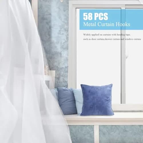Sopito 1.2 Inches Curtain Hooks | Durable Stainless Steel, Rustproof, Pack of 58 thumbnail 5