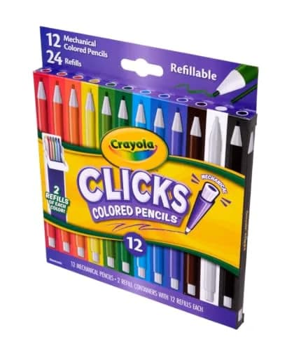 Crayola Clicks Mechanical Colored Pencils 2.0mm | 12 Assorted Colors & 24 Refills thumbnail 3