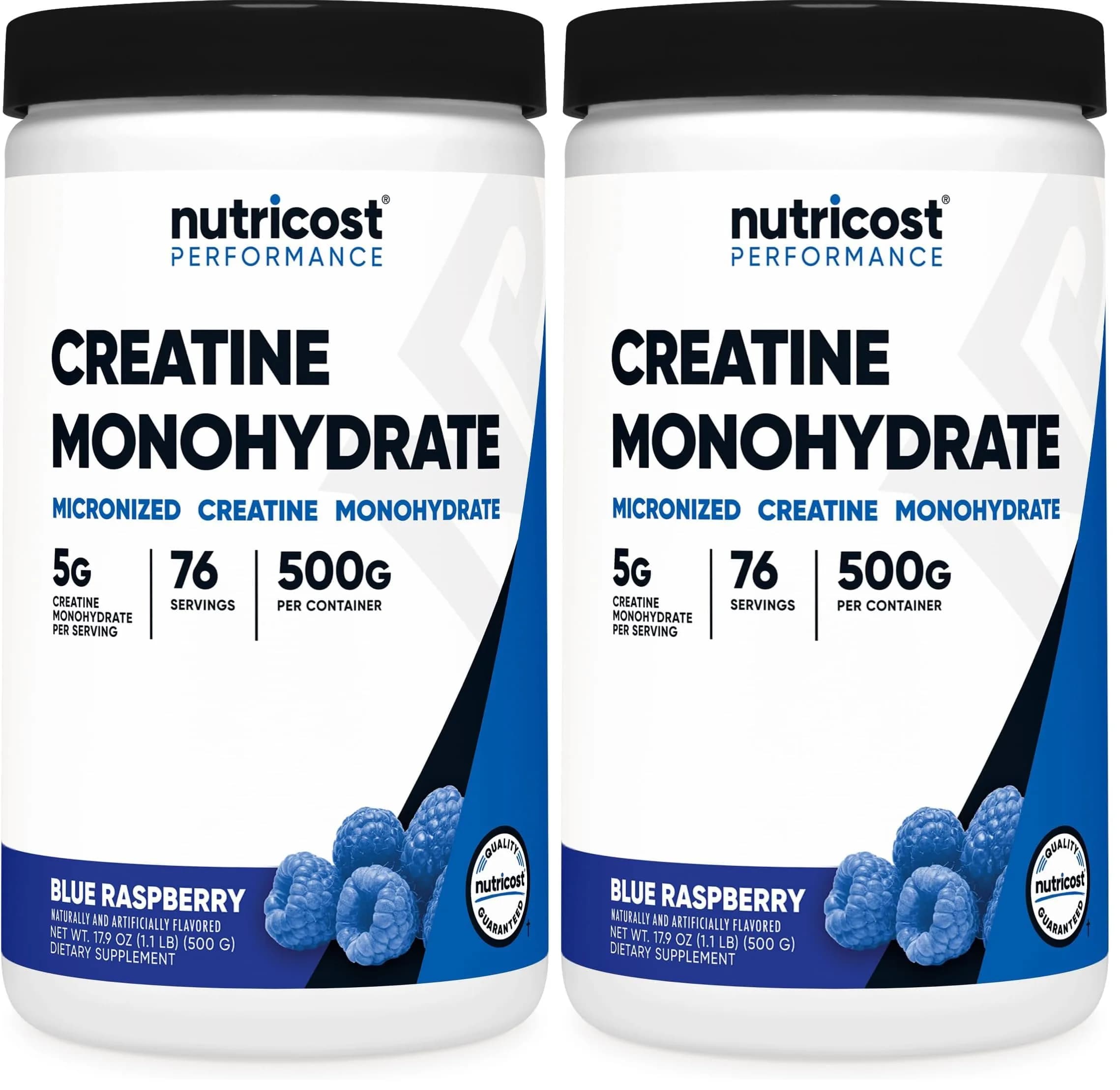 Nutricost Blue Raspberry Creatine Monohydrate Powder 1kg (35.8oz) | Promotes Strength & Endurance — Blue