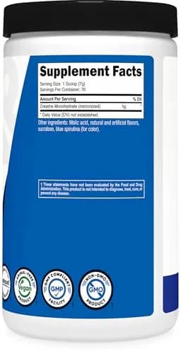 Nutricost Blue Raspberry Creatine Monohydrate Powder 1kg (35.8oz) | Promotes Strength & Endurance thumbnail 5