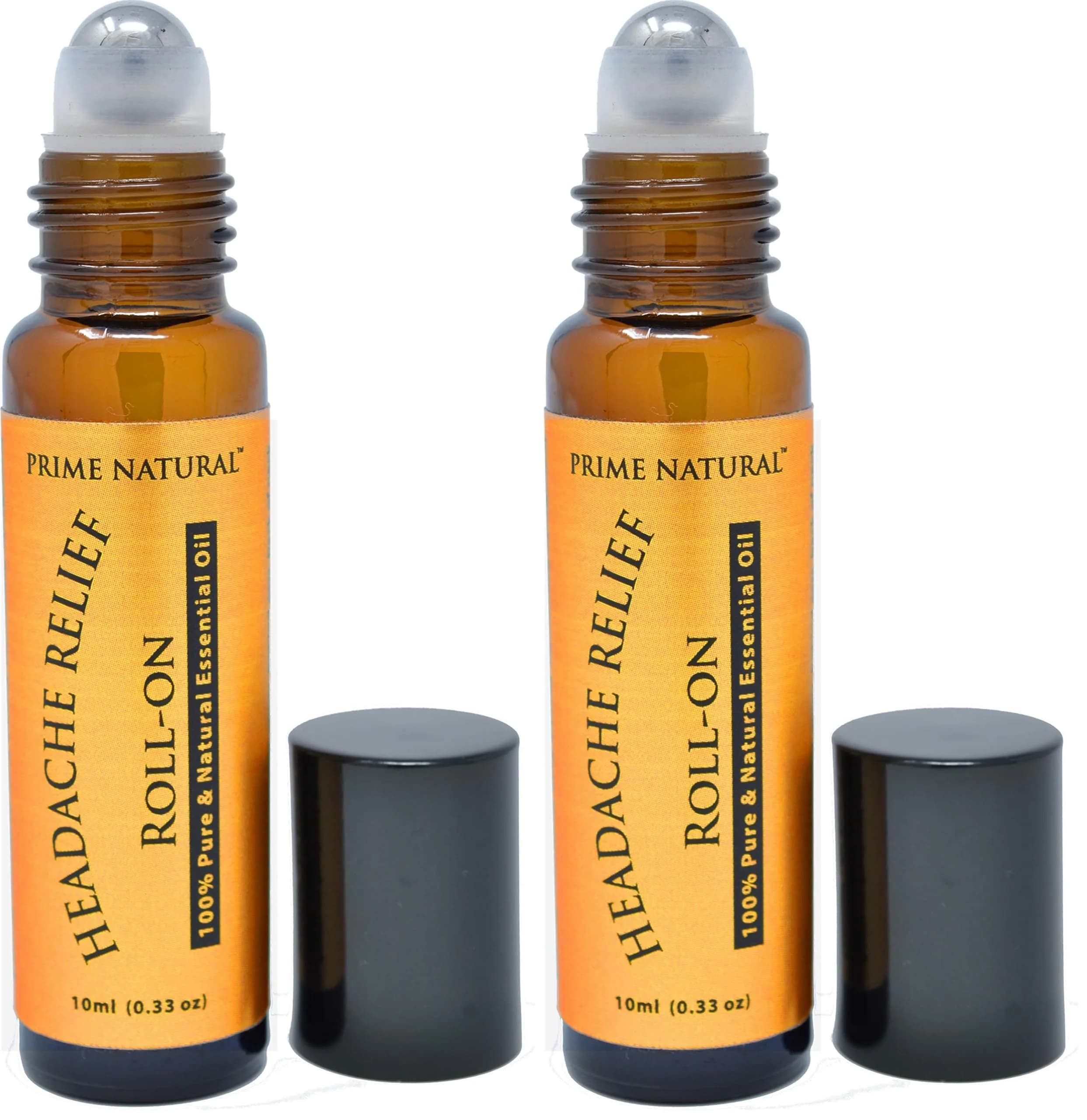 PRIME NATURAL Headache Relief Essential Oil Roll On 10ml | Calming, Soothing & Grounding for Migraine & Tension — 0.34 Fl Oz