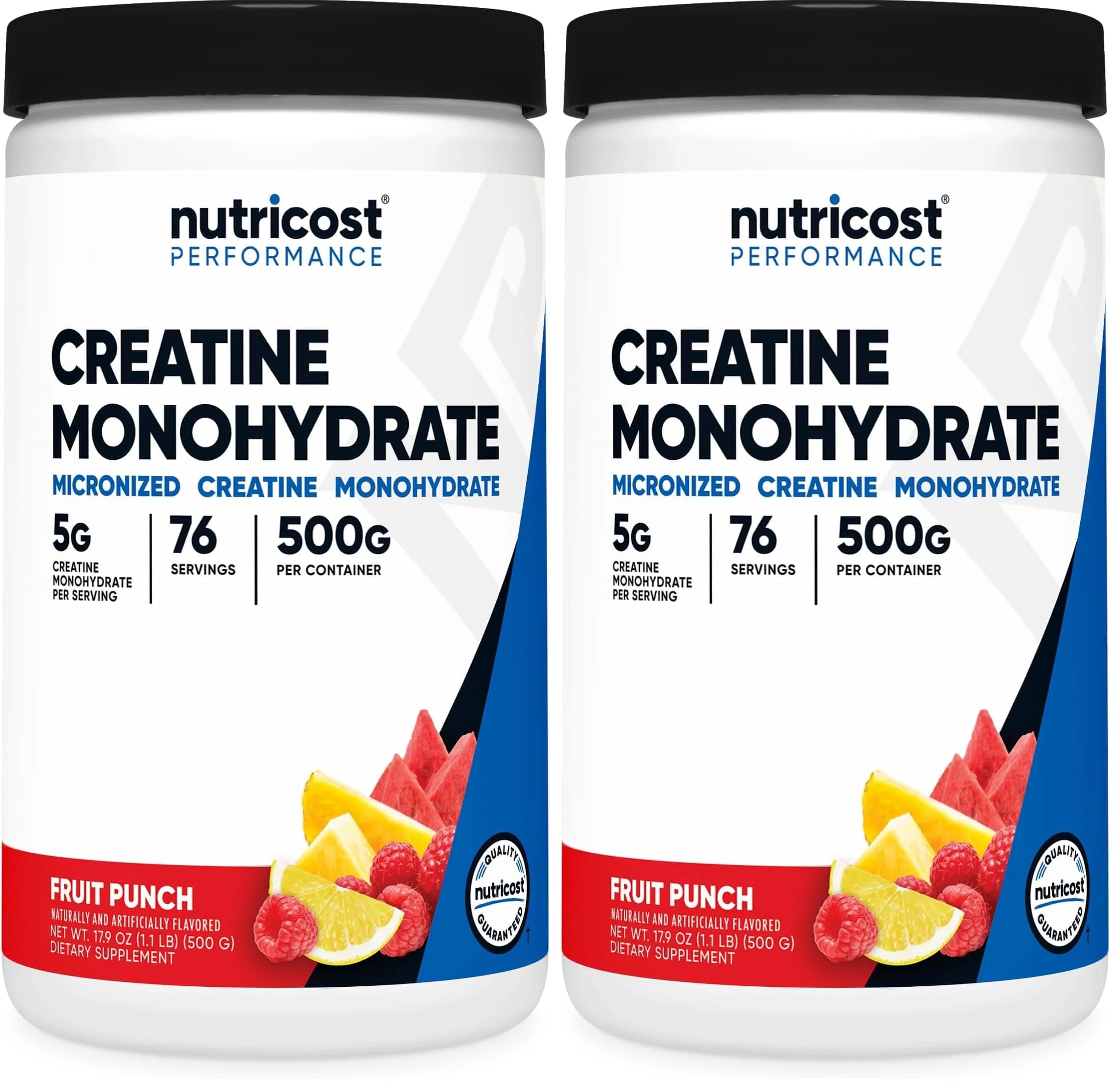 Nutricost Micronized Creatine Monohydrate Powder Fruit Punch 1kg (2.2lb) | Promotes Strength and Endurance