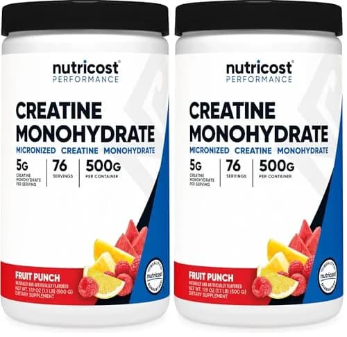 Nutricost Micronized Creatine Monohydrate Powder Fruit Punch 1kg (2.2lb) | Promotes Strength and Endurance thumbnail 1