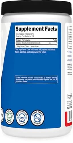 Nutricost Micronized Creatine Monohydrate Powder Fruit Punch 1kg (2.2lb) | Promotes Strength and Endurance thumbnail 5