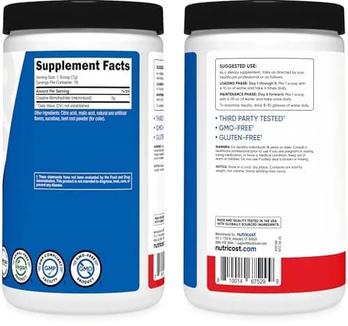 Nutricost Micronized Creatine Monohydrate Powder Fruit Punch 1kg (2.2lb) | Promotes Strength and Endurance thumbnail 6